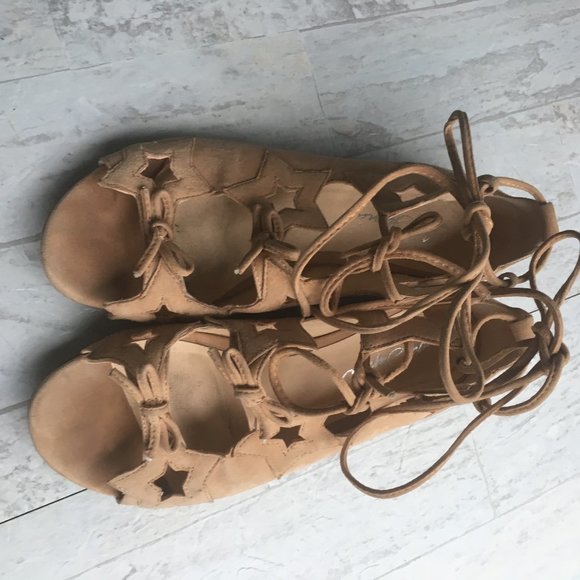 ISA TAPIA Dawn Star Suede Lace Up Flats Gladiator - Picture 2 of 8